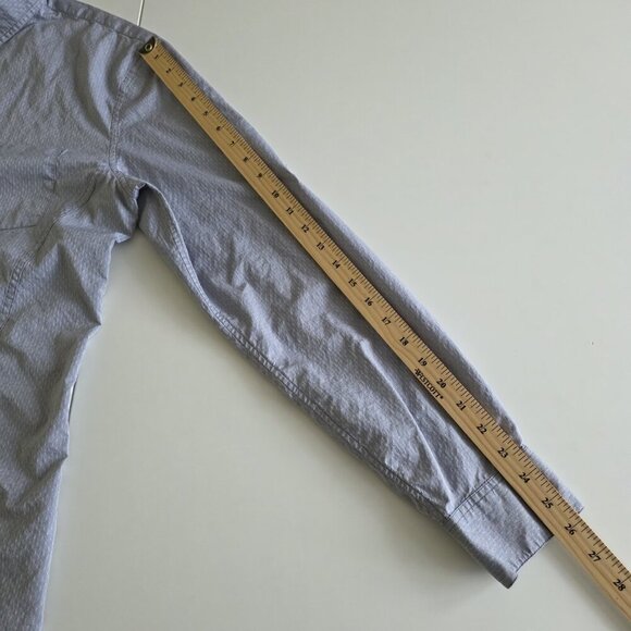 John Varvatos Shirt Mens L Gray Birds Eye LS Button Roll Up Tab Casual Preppy - Picture 6 of 16